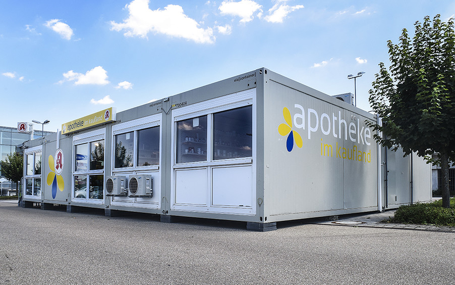 ELA stellt Versorgung in Apotheke während Modernisierung sicher ELA Container - Apotheke in Containeranlage