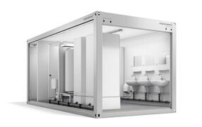 Sanitärcontainer Ansicht schräg offen