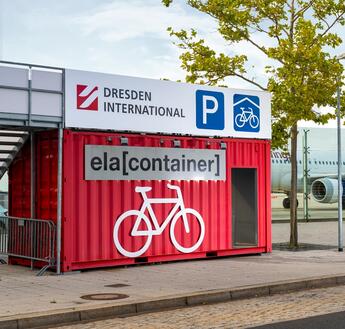 Fahrradcontainer am Flughafen Dresden