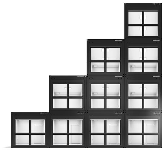 Container vierfach stapelbar Außenansicht Stirnseite