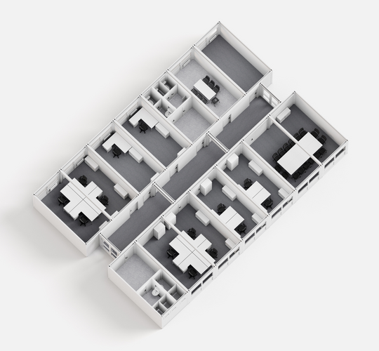 Containerflursysteme Draufsicht