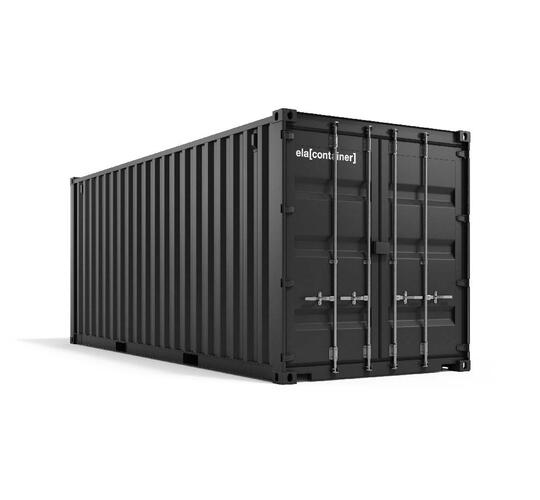 Schwarzer ELA Lagercontainer in der Außenansicht