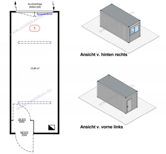 Bürocontainer Aufenthaltscontainer gebraucht kaufen in grau optional mit Mobiliar