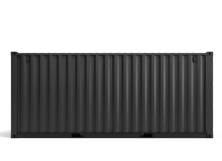 Lagercontainer von Außen in Schwarz