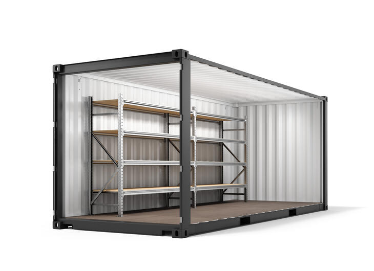 Lagercontainer mit Regal zum Kaufen Frontansicht