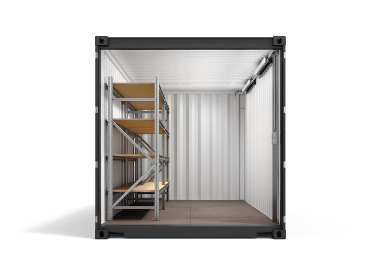 Lagercontainer mit Schwerlastregal