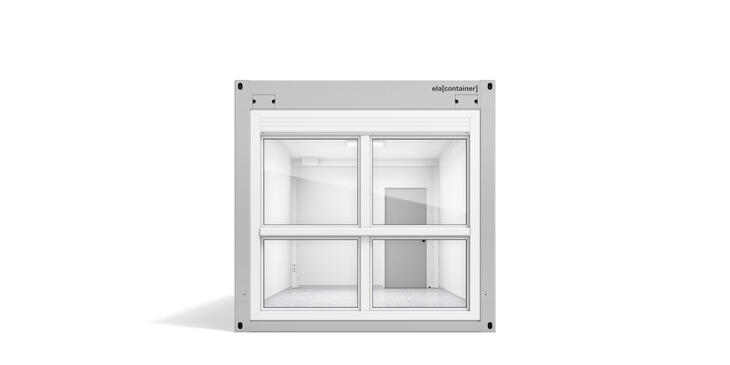 ELA Premiumcontainer - Ansicht Stirnseite Fensterelement bodentief Premiumcontainer Ansicht Stirnseite Fensterelement bodentief