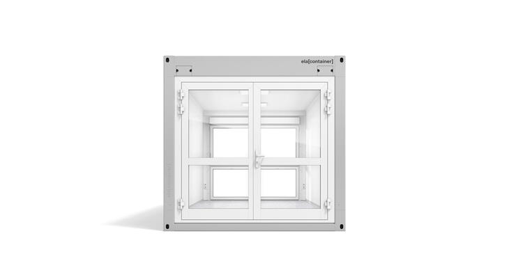 ELA Premiumcontainer - Ansicht Stirnseite Türelement Glas Premiumcontainer Ansicht Stirnseite Türelement Glas