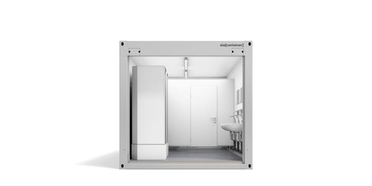 ELA Sanitärcontainer - Ansicht Stirnseite offen Sanitärcontainer Ansicht Stirnseite offen