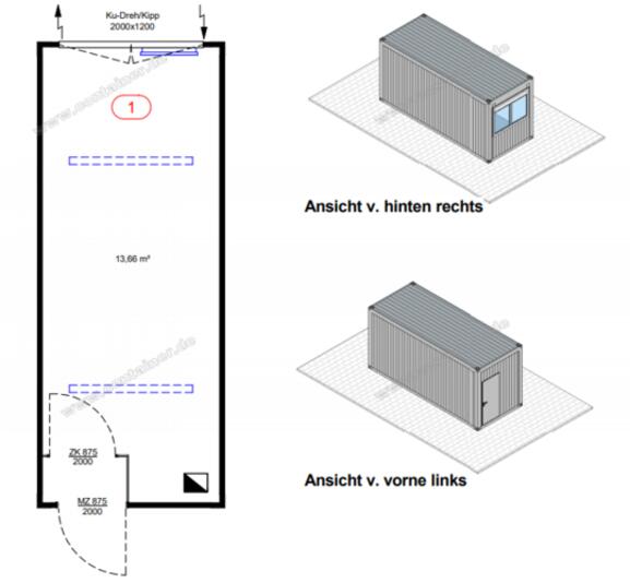 Bürocontainer Aufenthaltscontainer gebraucht kaufen in grau optional mit Mobiliar