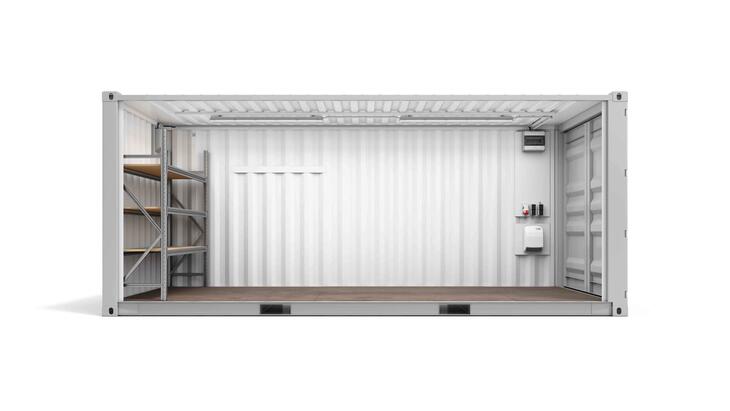 ELA Lagercontainer - Innenansicht Längsseite Lagercontainer Innenansicht Längsseite