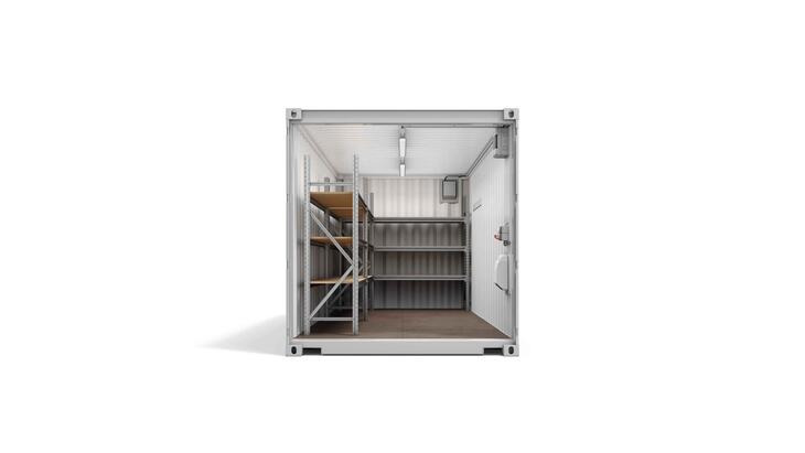 ELA Lagercontainer - Innenansicht Stirnseite Lagercontainer Innenansicht Stirnseite