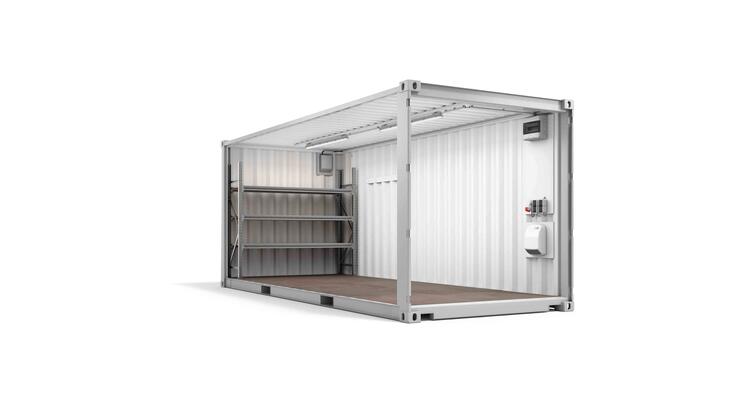 ELA Lagercontainer - Innenansicht schräg offen Lagercontainer Innenansicht schräg offen
