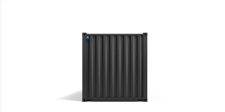 Lagercontainer von Außen in Schwarz Frontansicht