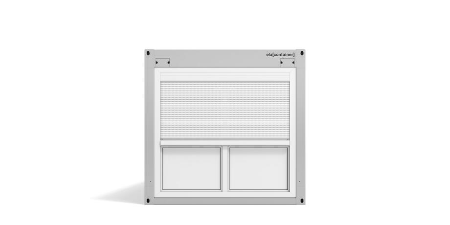 ELA Premiumcontainer - Ansicht Stirnseite Fensterelement mit Rollläden Premiumcontainer Ansicht Stirnseite Fensterelement mit Rollläden