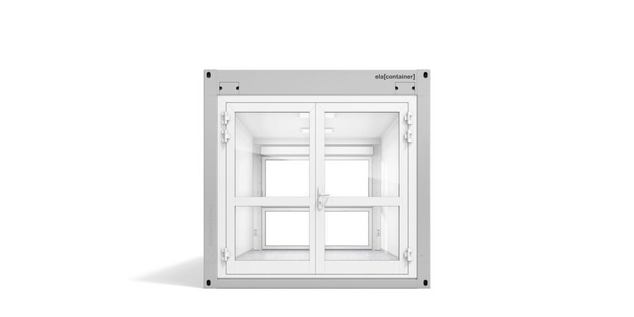 ELA Premiumcontainer - Ansicht Stirnseite Türelement Glas Premiumcontainer Ansicht Stirnseite Türelement Glas