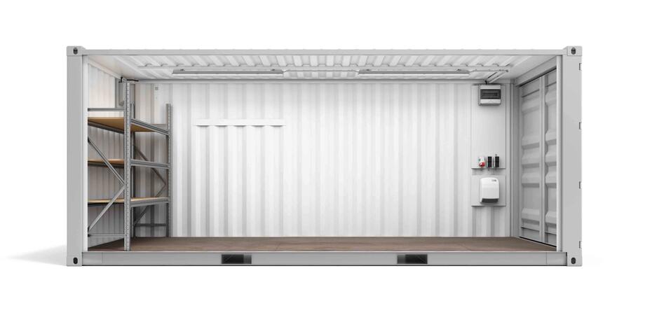ELA Lagercontainer - Innenansicht Längsseite Lagercontainer Innenansicht Längsseite