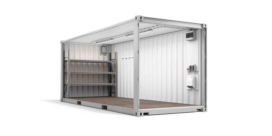 ELA Lagercontainer - Innenansicht schräg offen Lagercontainer Innenansicht schräg offen